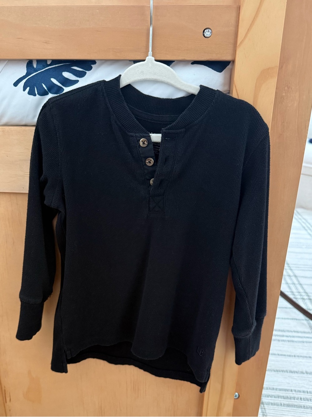 Kids Black Long-Sleeve Henley Top 2-3T